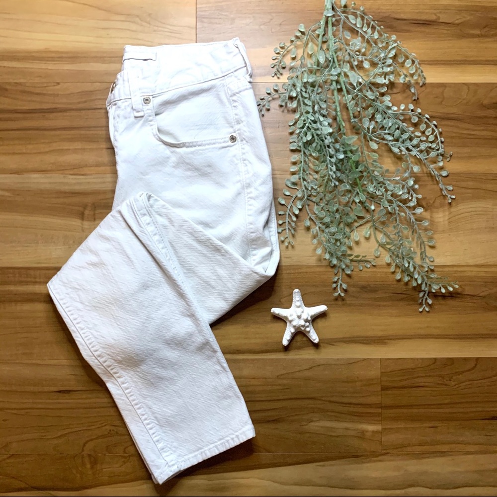 7 For All Mankind White Straight Leg Jeans